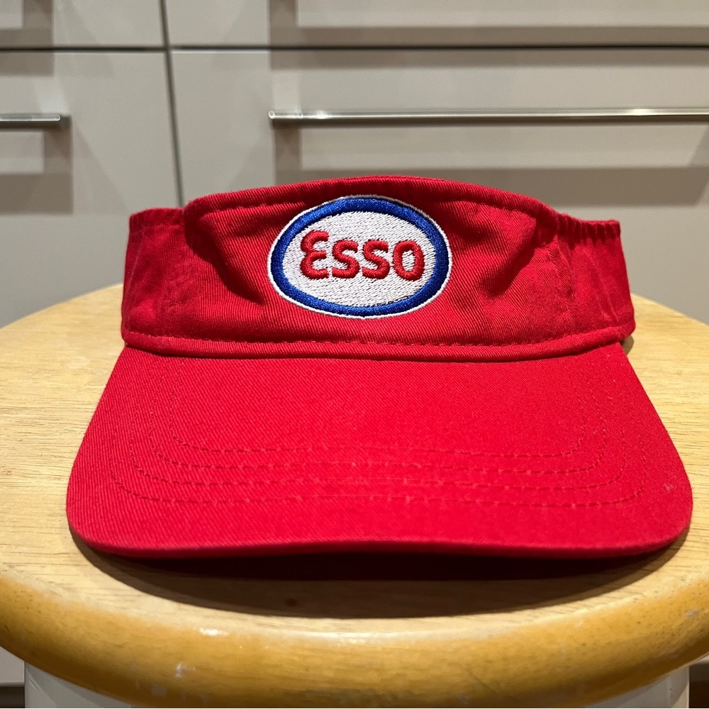 Vintage Esso Gas Red Hat Cap Visor